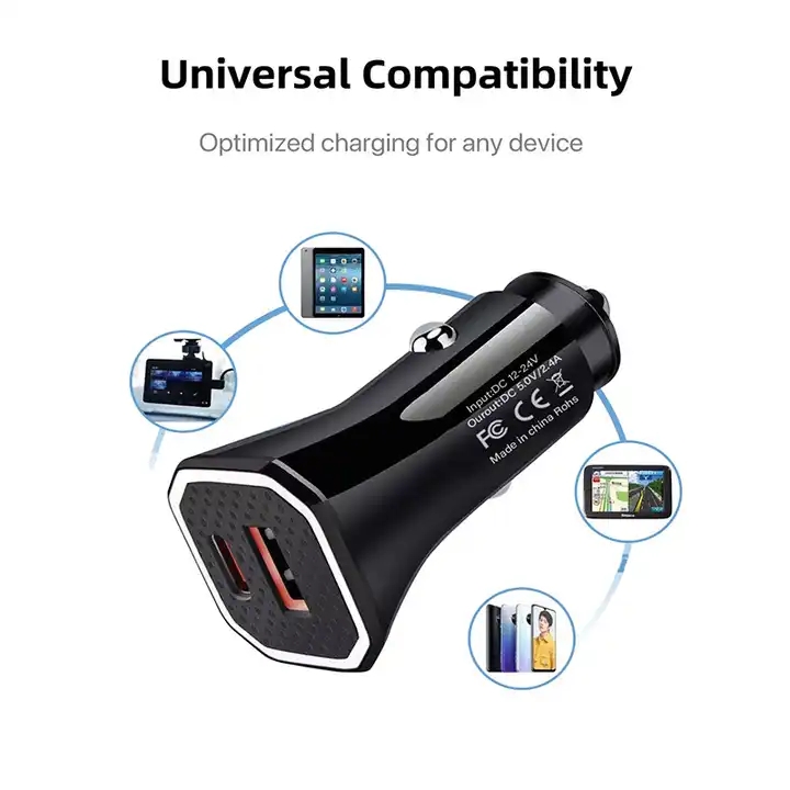 Caricatore auto da 20 W Universal telefono Quick Charge 3.0 Adattatore Caricatore USB auto a ricarica rapida 2 iPhone Samsung