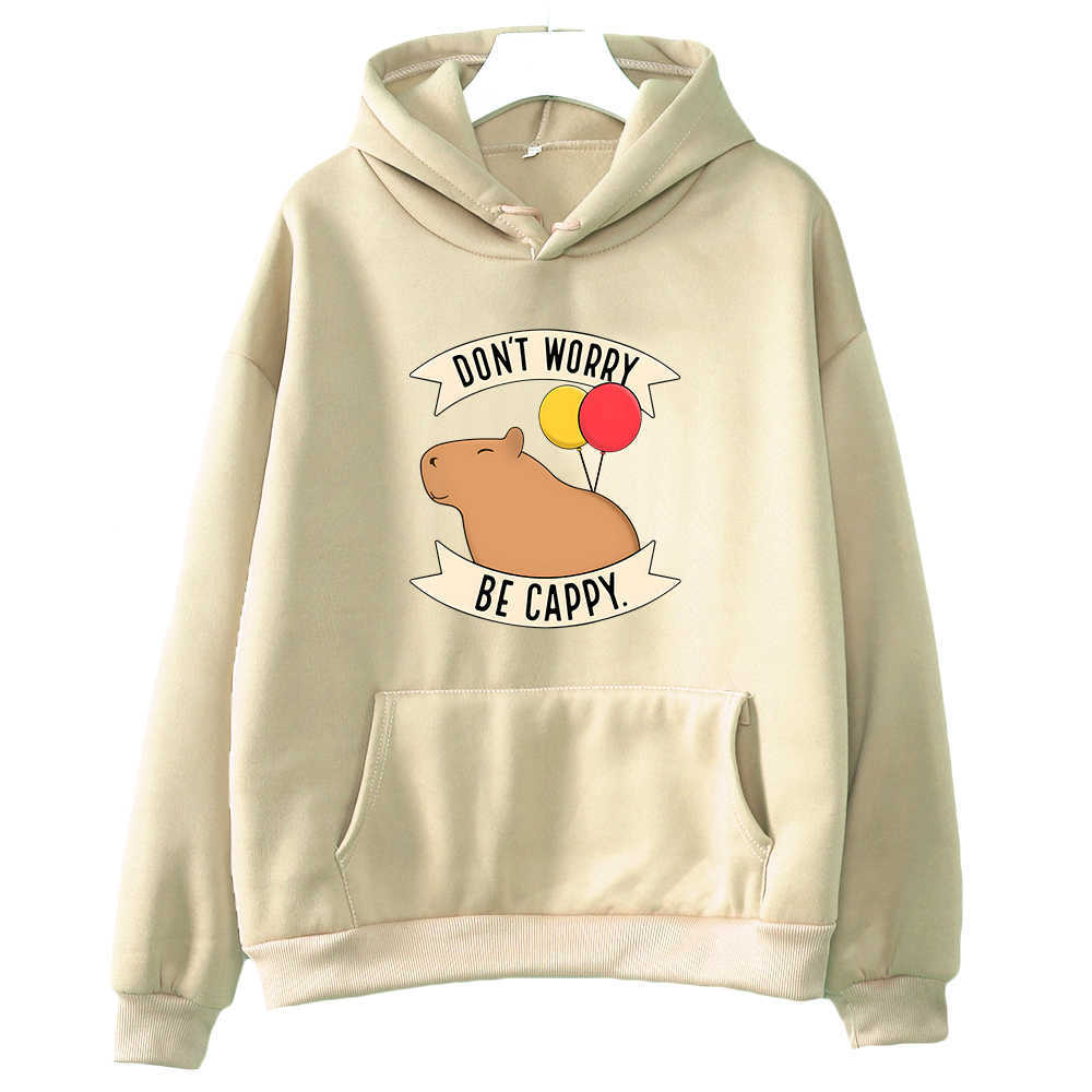 Funny Animals Capybara Hoodie Don`t Worry Be Cappy Letter Print Sweatshirt Women/Men Cartoon Graphic Tops Unisex Fashion Hoodies HKD230725