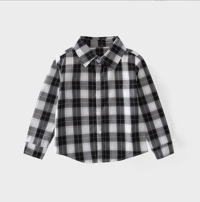 Big Boys Plaid skjorta Spring Autumn Kids Långärmad skjortor Bomull Barn Turned Collar Shirt Child Tops