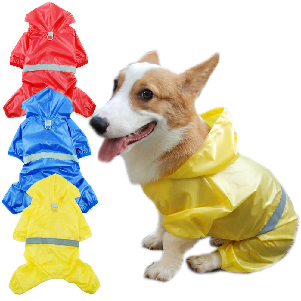 Pet Dog Waterproof Raincoat Jumpsuit Reflective Rain Coat Sunscreen Dog Outdoor Clothes Jacket for Small Dog Pet Supplies HKD230812