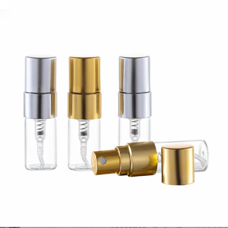 2ml 2,5 ml 3ml de spray transparente recipiente de vidro vazio com pulverizador de bomba de ouro de ouro preto jl1902