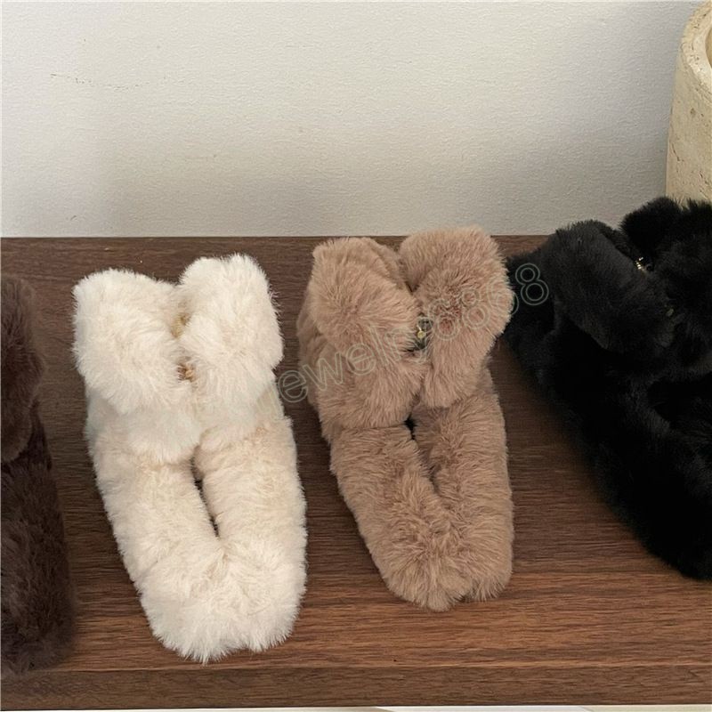 Duże rozmiary pluszowe pazurki dla kobiet Barrettes Faux Rabbit Fur Fryzura