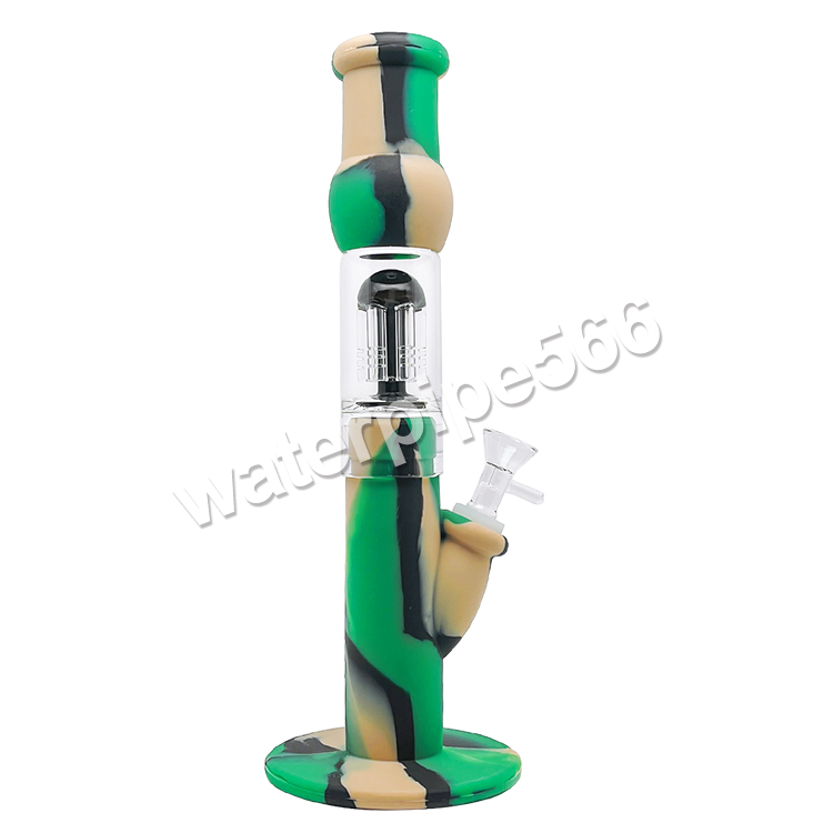 12,5 pouces en silicone Bong Pipe d'eau 6 bras DAB GRACE BROCKAHS AVEC BOL DE VERRE PIPE DE SUME