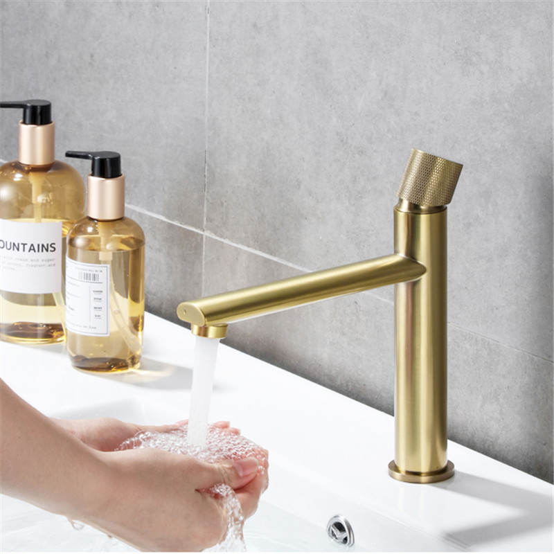 Black/Gold Bathroom Basin Faucets Brass Single Handle Knurling Type Basin Sink Faucet Deck Mount Crane Sink Mixer Taps