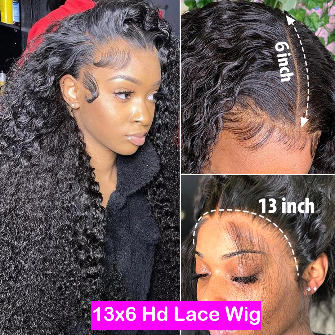 180% de densité Perruque frontale des vagues profondes 13x6 Hd Lace Loose Wigs Brésilien Hair Natural Hirline Pré-cueillette de poils humains avant cueillis de 30 pouces