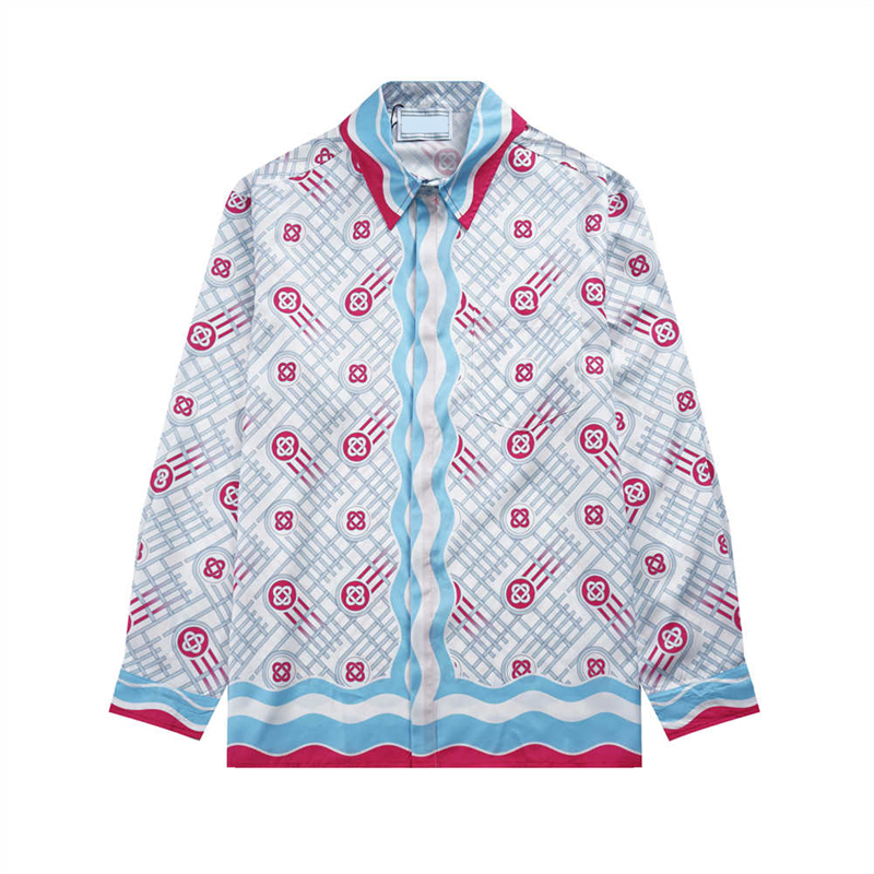Роскошные дизайнеры Мужские рубашки высочайшего качества мода Новая летняя повседневная рубашка Homme мужская печать с длинным рукавом M-3XL