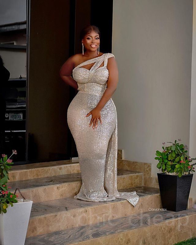 2023 August Aso Ebi Ivory Mermaid Prom Dress One Shoulder Sequined Lace Evening Formal Party Second Reception Birthday Engagement Gowns Dresses Robe De Soiree ZJ790