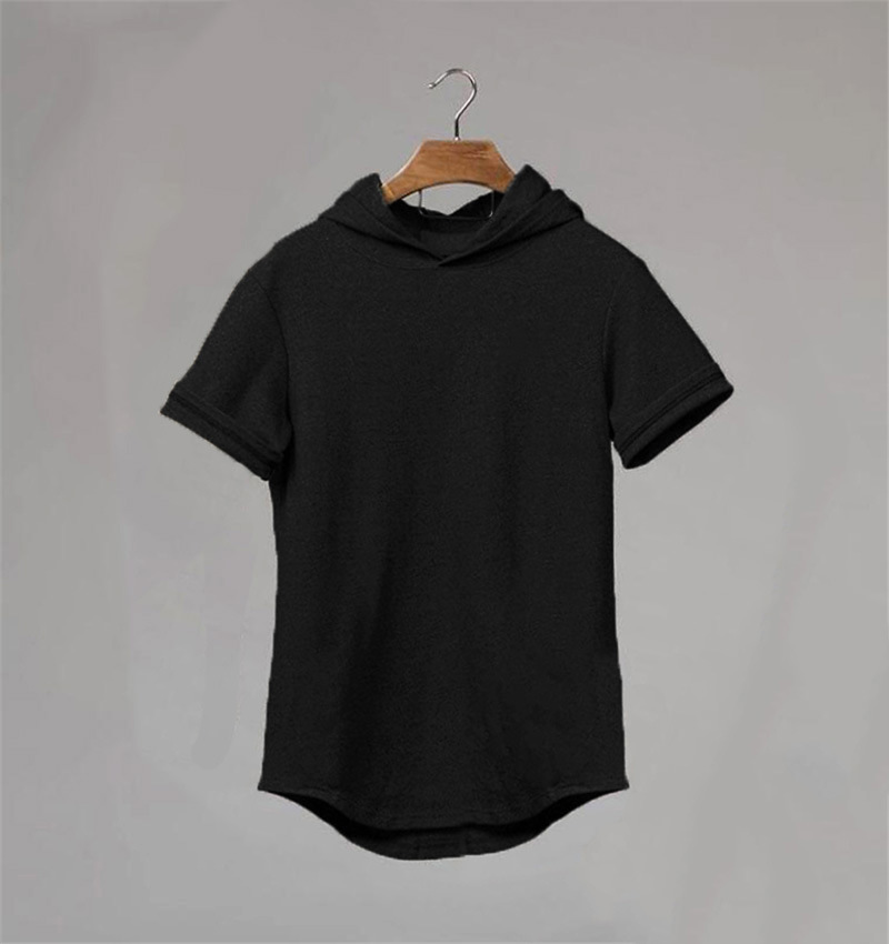 Size M-2XL Men's Summer Thin Cotton Sports Hooded T Shirt Solid Muscle Slim Breathable Fitness Training Short-sleeved T-shirt With Hoody