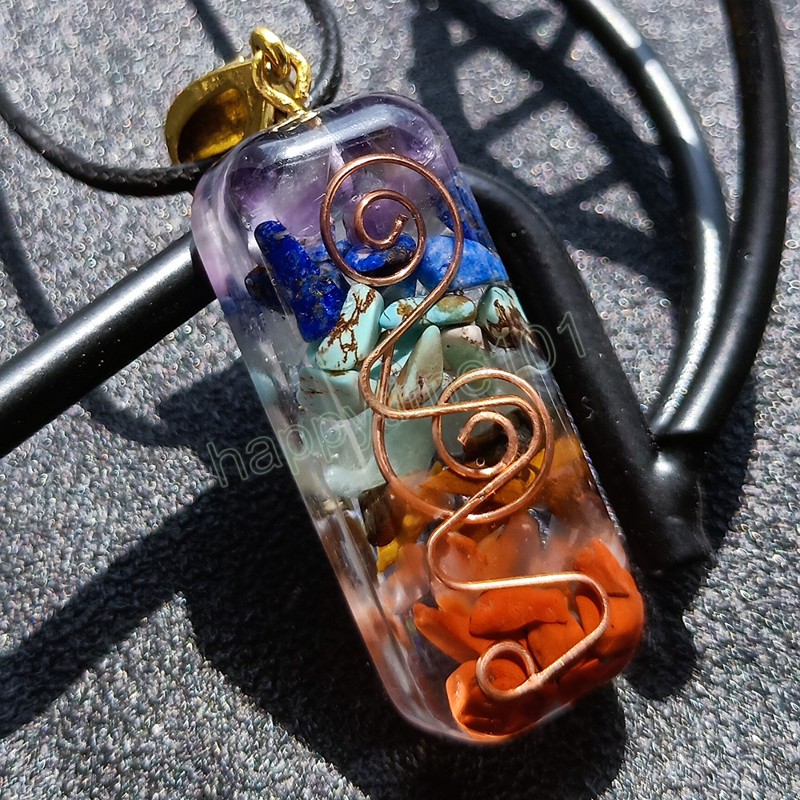 Reiki Healing 7 Chakra Orgone Colorful Coinfant Necklace Amulet Amulet Naturale Orgone Orgone Crystal Energy Collane uomini Regalo uomini