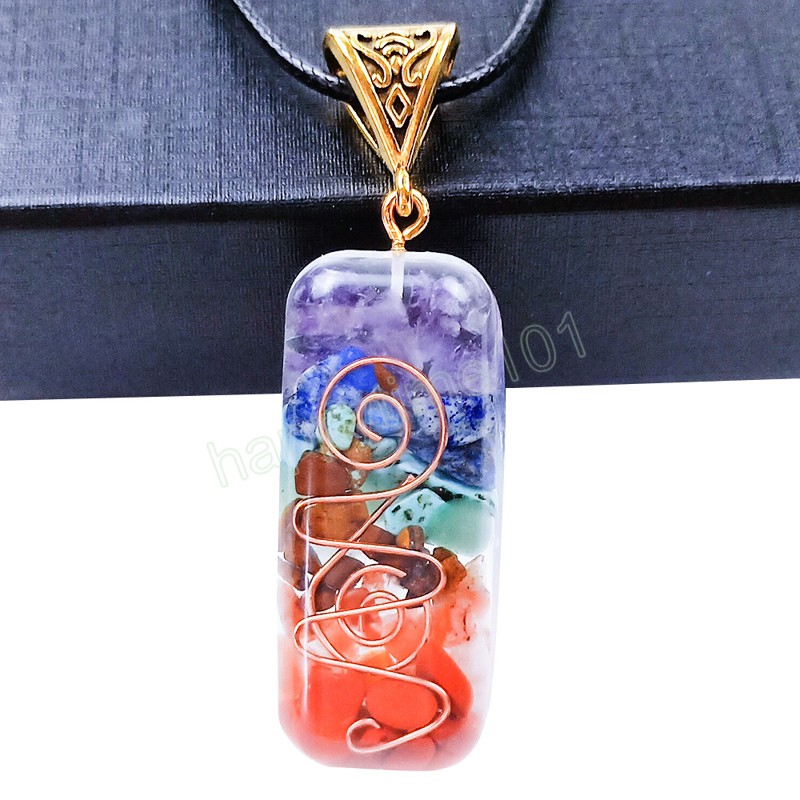 Reiki Healing 7 Chakra Orgone Colorful Coinfant Necklace Amulet Amulet Naturale Orgone Orgone Crystal Energy Collane uomini Regalo uomini
