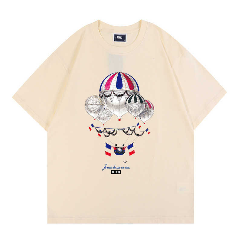 Kith New Summer Coorean Version Loose Ins Fashion T-shirt à manches courtes High Street Hot Air Ballon Men and Women Lovers Top0HB5