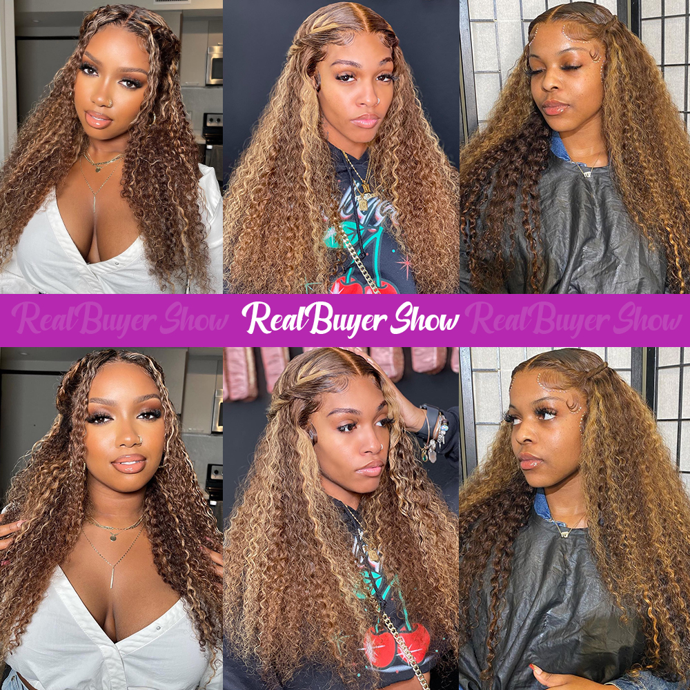 Pre Cut Highlight Wig Curly Human Hair 220%density 13x4 Deep Wave Bleached Knots Glueless Wigs 7x5 Pre Plucked Wear and Go Human Hair Wigs