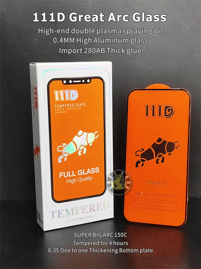 111d Tampa completa de vidro temperado Super Big Arc Screen Protector para iPhone 15 14 13 12 Mini Pro 11 XR XS Max Samsung Galaxy A14 A24 A34 A54 com caixa de papel