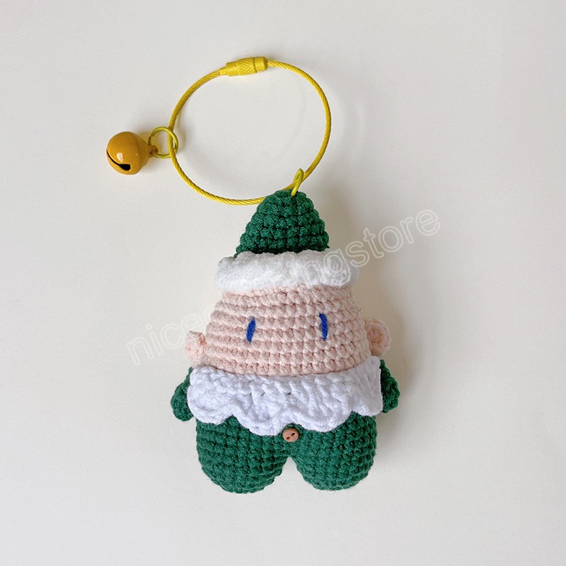 Dessin animé Père Noël Porte-clés Crochet Fait À La Main Accrocher Ornement Pour Poignée Sac Décor De Noël Tricoté Jouet Ornements Enfants Nouvel An Cadeau