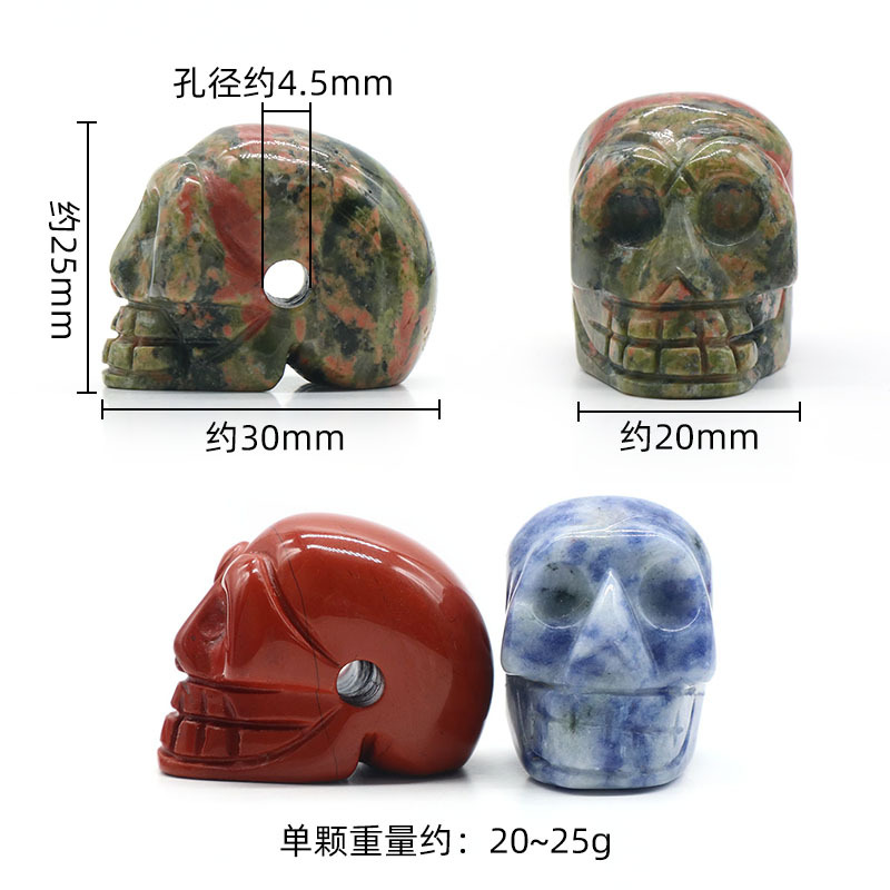 Crystal Skull Figurine Rzeźbiony szkielet Stat STATUE RAW REIKI Uzdrowienie Energia Ozdoby Ozdoby Halloween Halloween Prezent 20x30x25mm