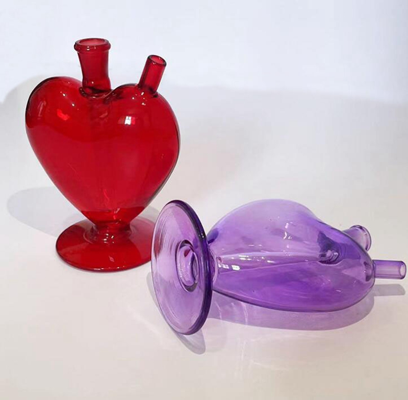 Dernière Pyrex coloré en verre épais tabagisme Fumer des tuyaux Bong Pipes Kit portable Love Travel Bubbler Herbe Tobacco Filtre Bowl GRAPHES D'HUIL