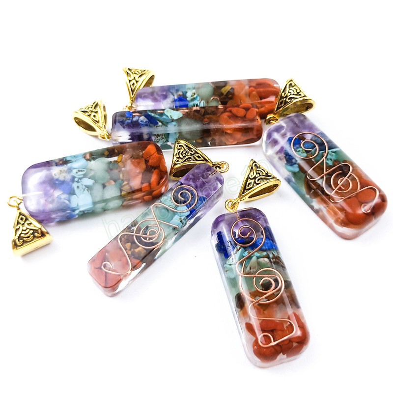 Reiki Healing 7 Chakra Orgone Colorful Coinfant Necklace Amulet Amulet Naturale Orgone Orgone Crystal Energy Collane uomini Regalo uomini