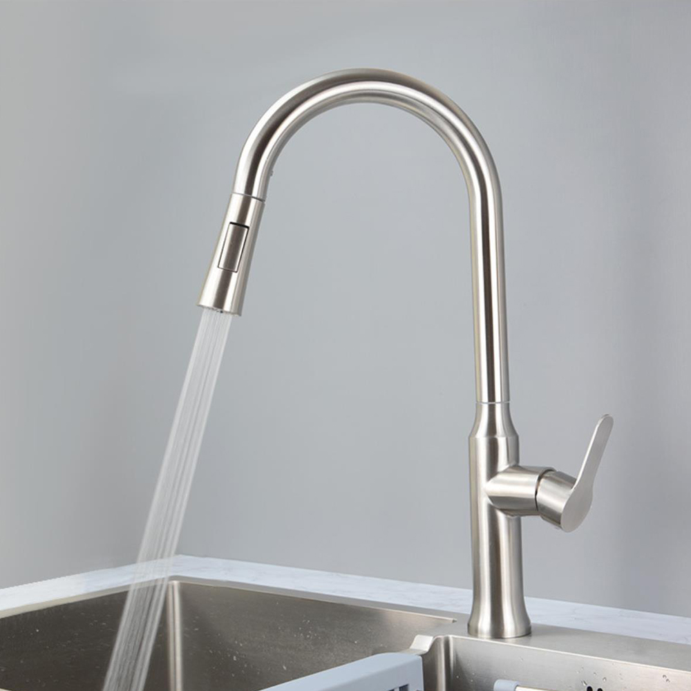 Robinet de mélangeur de cuisine 304 Matériau en acier inoxydable 60 cm TUT TRIVER 180 ROTATION CHOT WATH WAVER UNE POREE VALVE Céramique