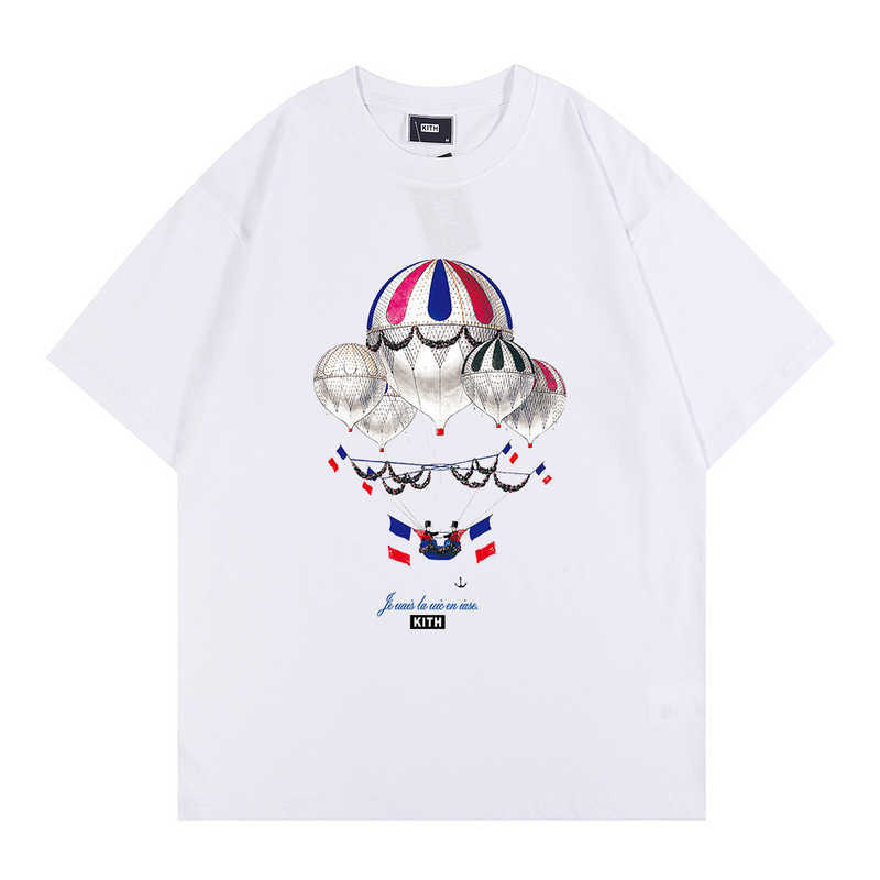 Kith New Summer Coorean Version Loose Ins Fashion T-shirt à manches courtes High Street Hot Air Ballon Men and Women Lovers Top0HB5