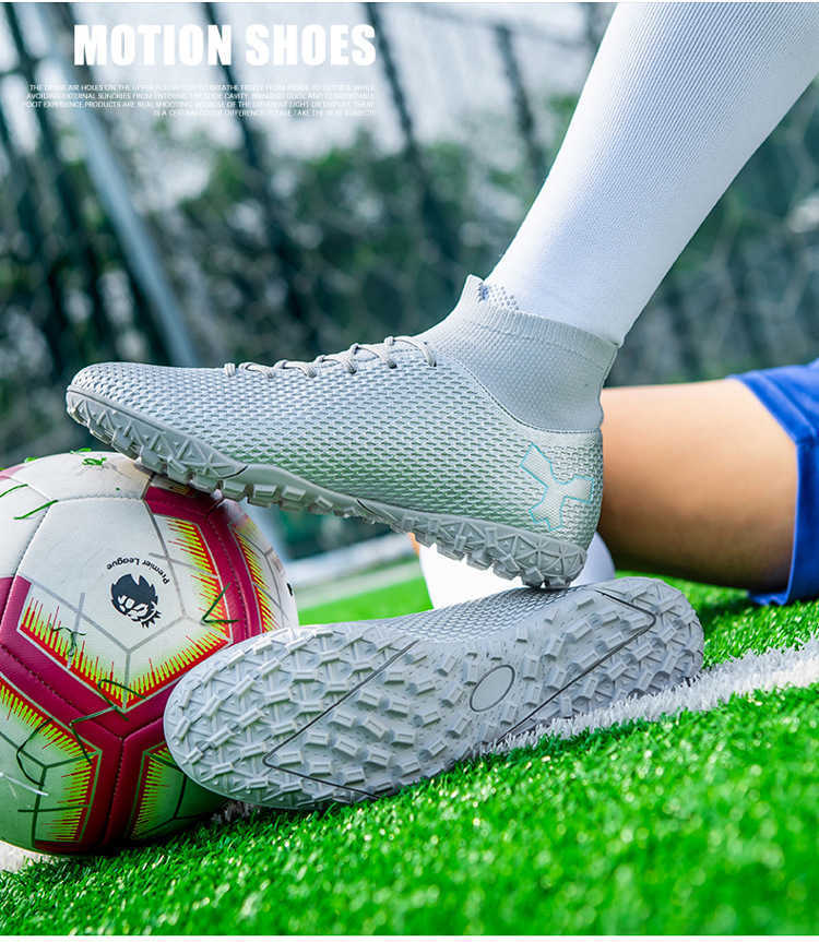 2023 Nieuwe heren high top voetbalschoenen tf ag jeugd voetbal laarzen witte zwart groen grijze man ademende trainingsschoenen