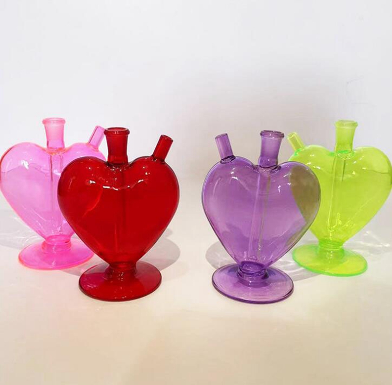 Dernière Pyrex coloré en verre épais tabagisme Fumer des tuyaux Bong Pipes Kit portable Love Travel Bubbler Herbe Tobacco Filtre Bowl GRAPHES D'HUIL