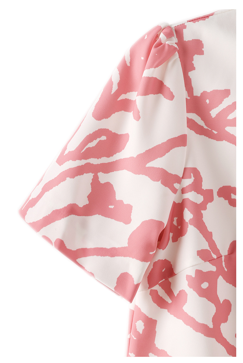 2023 Zomer roze bloemenprintjurk Korthek met korte mouwen Kniekleten casual jurken W3Q064709