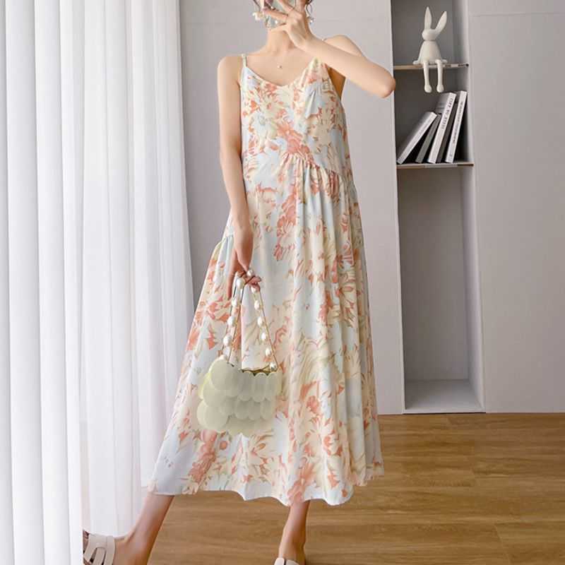 Abiti di maternità abiti estate abiti eleganti francesi donne in gravidanza vestito in chiffon abito vestito in gravidanza