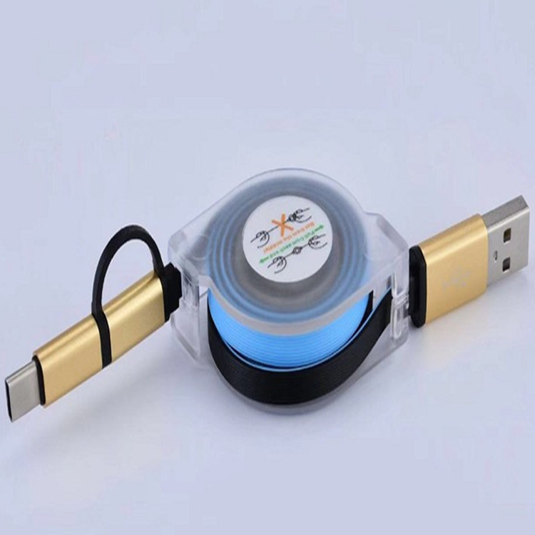 2in1 Schnelles USB -Kabel für Huawei Honor Retractable Tragbares Micro USB Typ C Ladekabel für Samsung Huawei LG