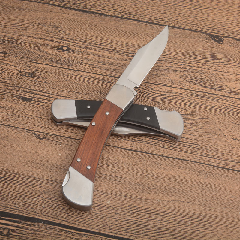 BK R3812 Faca dobrável 440C Wood Blade Wood com alça de aço inoxidável Campo de camping ao ar livre EDC Pocket Knives com caixa de varejo