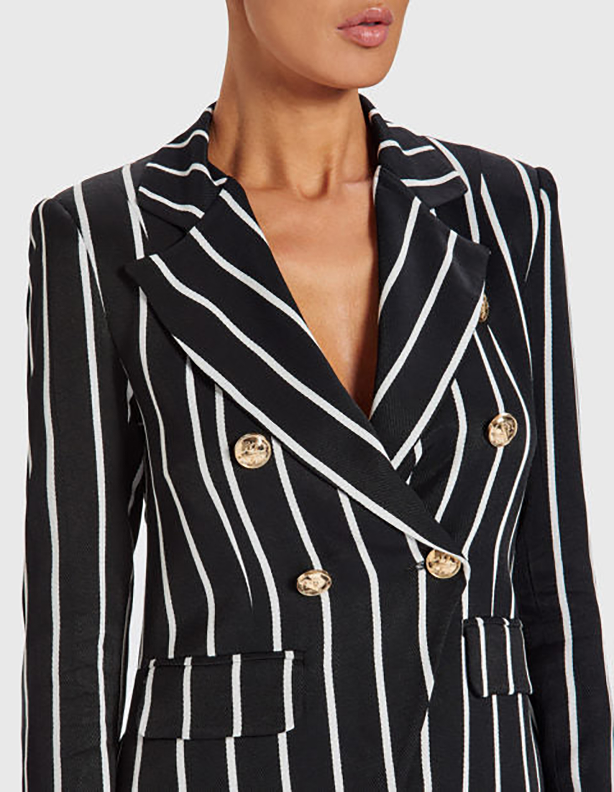 Black Striped Women Pants Suits Loose Fit Formal Long Sleeve Blazer Sets Custom Made For Wedding Wear