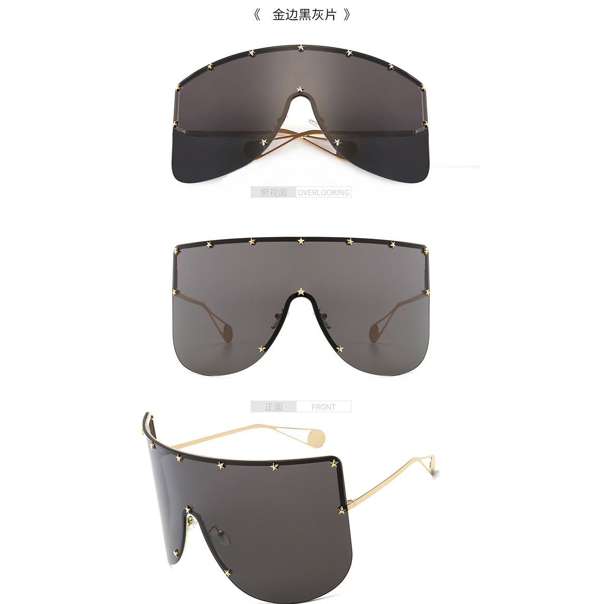 Fashion Oversized Shield Occhiali da sole Donne uomini Luxulry Brand Designer Metal Metal Female Sun Glasses Omuloni da sole signore signore