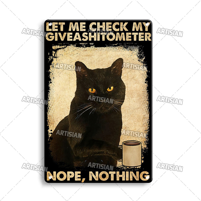 Segno di animale Black Cat Retro Metal Poster Funny Pet Vintage decorativo Tin Plate Garage Coffee Shop Painting Bar Pub Club Club Decorazioni da parete la casa 30x20cm W01