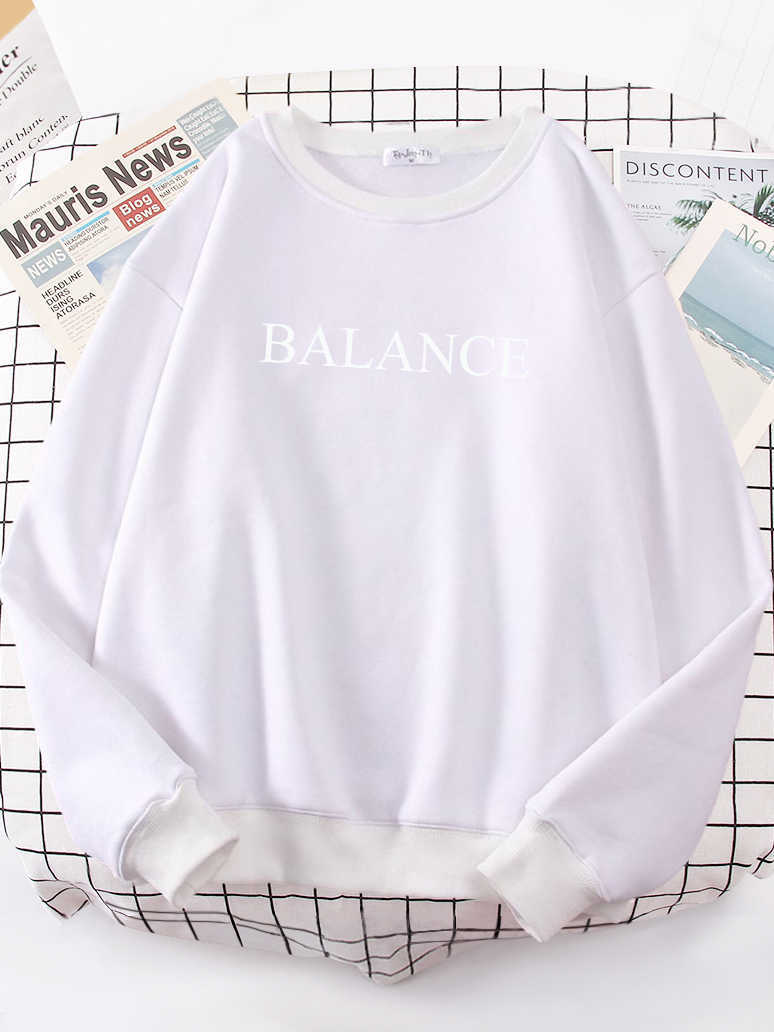 Balance Simple Letter Print Hoodies Comfortable Brand Streetwear Thermal Fashion Women Sweatshirt Plus Size Fleece Girl Hoodie HKD230725