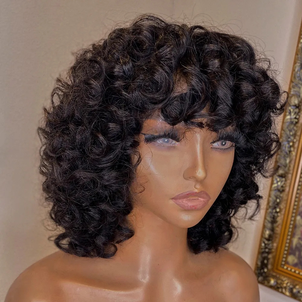 Funmi Curly Human Hair Wigs para mulheres negras peruca pixie pixie cut peruca curly barato percam