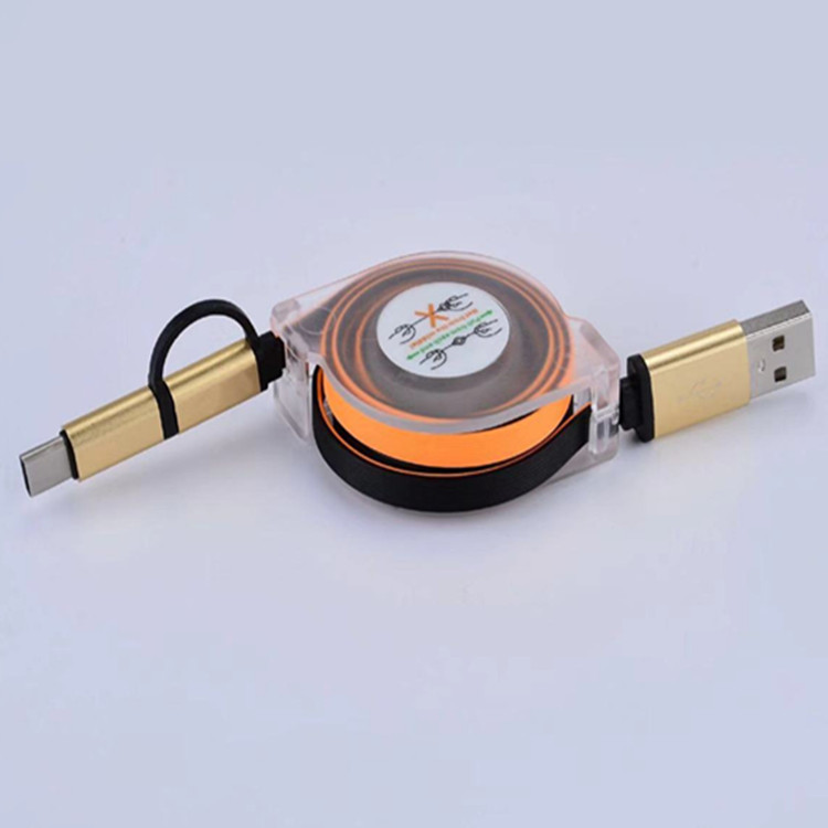 2in1 Schnelles USB -Kabel für Huawei Honor Retractable Tragbares Micro USB Typ C Ladekabel für Samsung Huawei LG