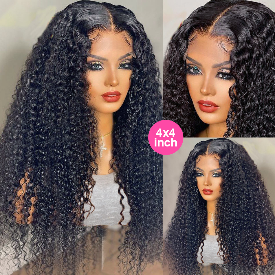 220% 30 polegadas de onda profunda de onda profunda peruca frontal 13x6 perucas de cabelo humano transparentes Remy Curly 4x4 Fechamento de renda peruca para mulheres