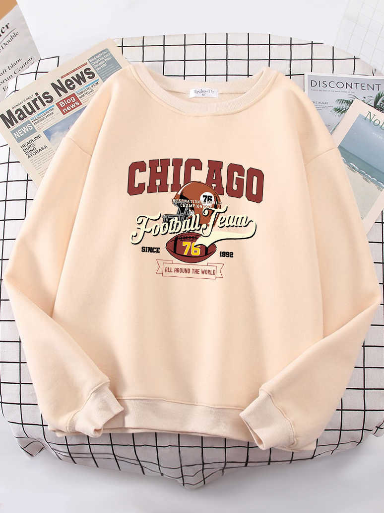 Chicago Football Team 76 Około Hoodies Girl Miękka marka dresowa termiczna moda bluza pullover kobieta bluza z kapturem HKD230725