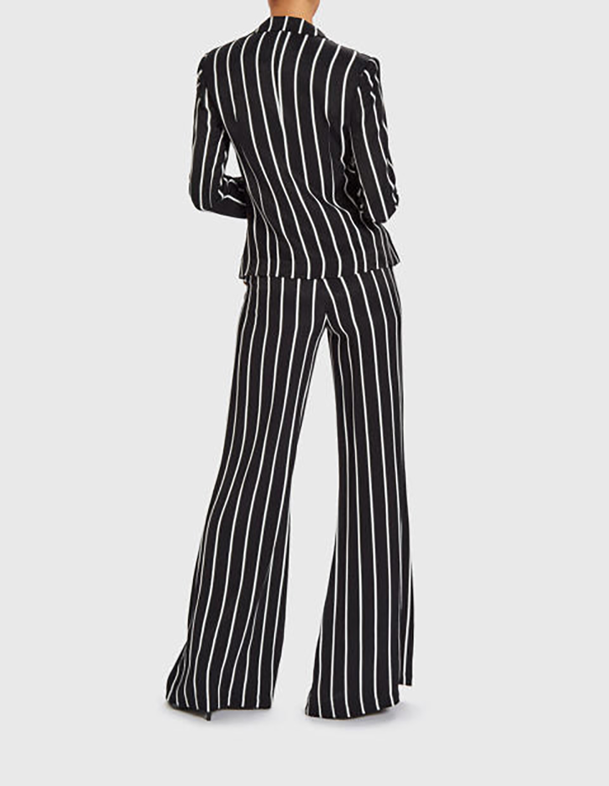 Black Striped Women Pants Suits Loose Fit Formal Long Sleeve Blazer Sets Custom Made For Wedding Wear