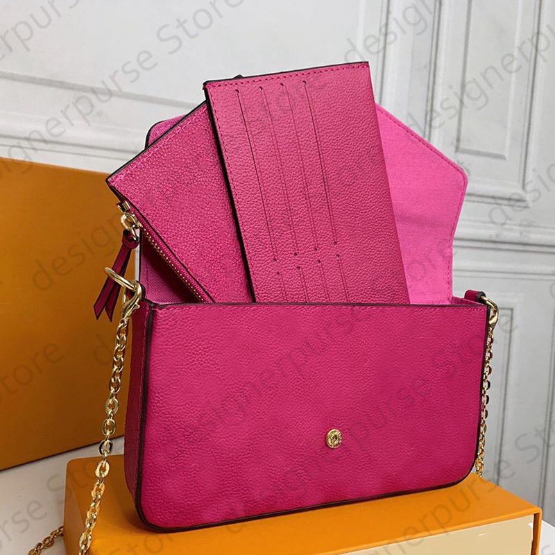 حقائب حقيبة Crossbody Crossbody Presh Felicie Pochette Card Pouch Pouch Facs Luxurys Luxurys Flowers Wallet Wallet Conditer Lady Weallet Coin Coin 