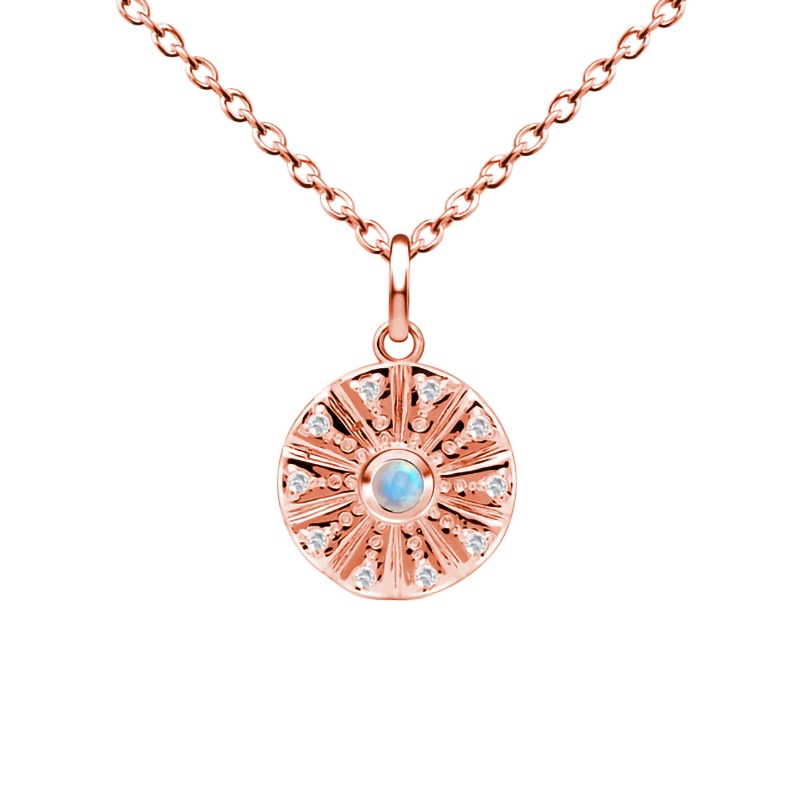 2023 Japan, Sydkorea, Europa och America Hot Sales S925 Sterling Silver Rose Gold Necklace Round Pendant Female