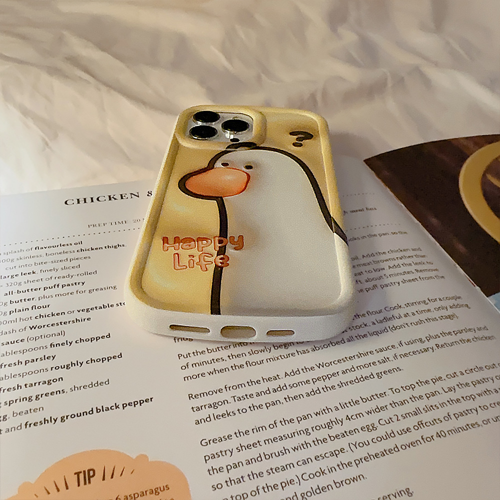 Creative Cartoon Duck Phone Case 13 подходит для 14 Promax 11 Chace Cashing 14 Стереоскопический 12 силикона 14