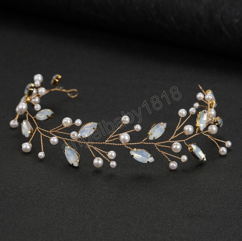 Kadın Saç Bandı Saç Vine Tiaras Cam Rhinestones Pearl Headands Prenses Tiaras Saç Stil Araçları Düğün Gelin Saç Takı