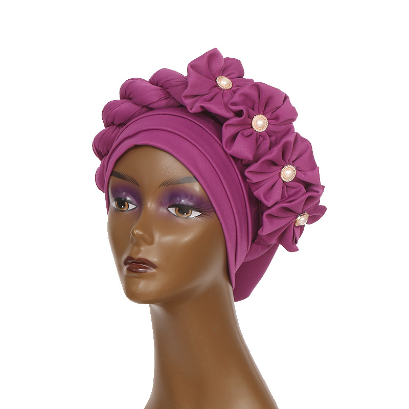 Afrikanische Turban Cap Auto Gel Headtie Islamic Hut Frauen Blumenkopf Wrap Nigerian Hochzeit Gel -Kappe bereits muslimisch Hijab Kopfscringe