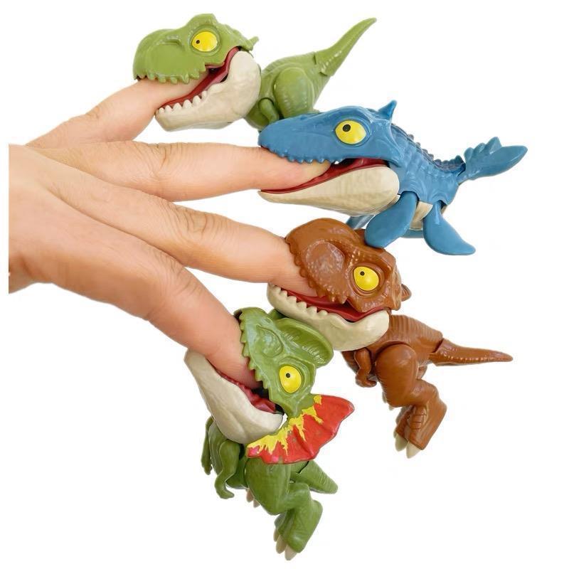 Cartoon Dinosaur Model Toy Bite Finger Simulation Dinosaurs Prank Trick Funny Toys Multi Joints Flexible Movable Action Tyrannosaurus Rex Models