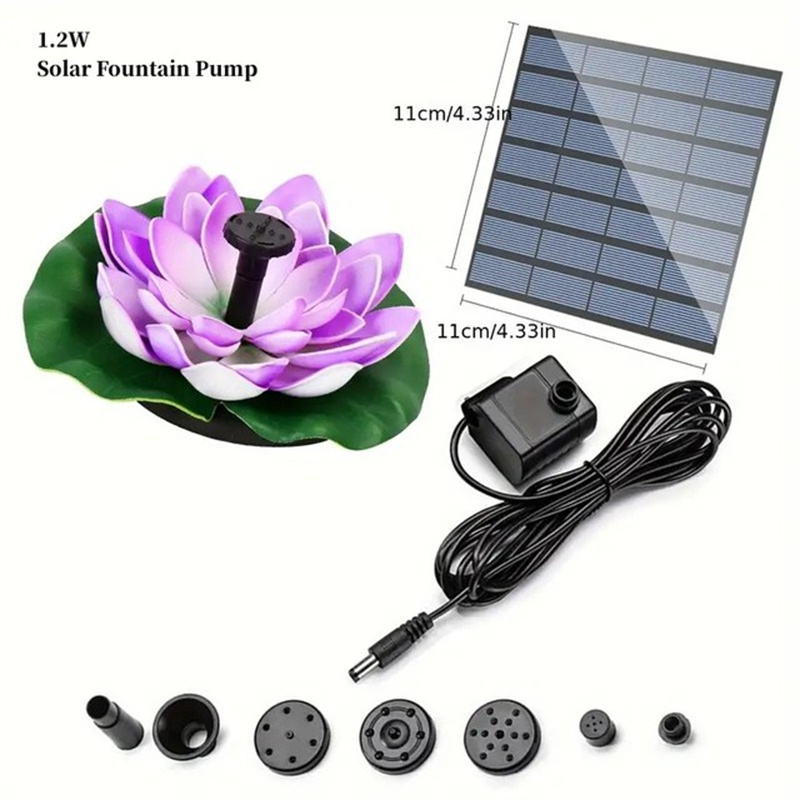 Solar Mini Künstlich schwimmendem Lotus Wasserpumpe Kit Garten Wasserfall Brunnen Pool Teich Bad Solarwasserbrunnen Pumpe