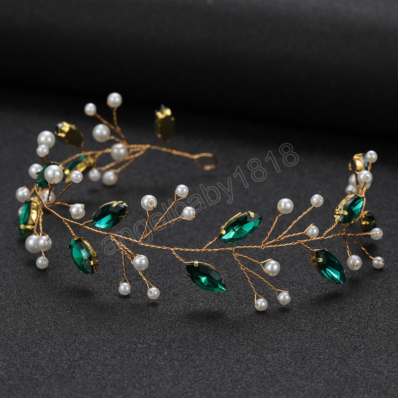 Kadın Saç Bandı Saç Vine Tiaras Cam Rhinestones Pearl Headands Prenses Tiaras Saç Stil Araçları Düğün Gelin Saç Takı