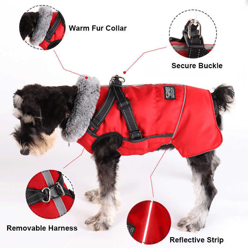 冬の犬の服を防水大きな犬ジャケットは、大きな犬のための温かい毛皮の首輪服を着てコートドーバーマングレイハウンドhkd230812