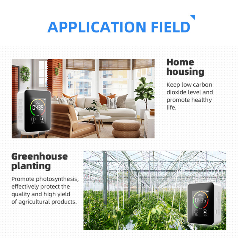 Portátil Co2 Qualidade do ar Monitor Detector de gás Dióxido de carbono Horda de temperatura 3 em 1 monitor Tela LCD Exibição da tela
