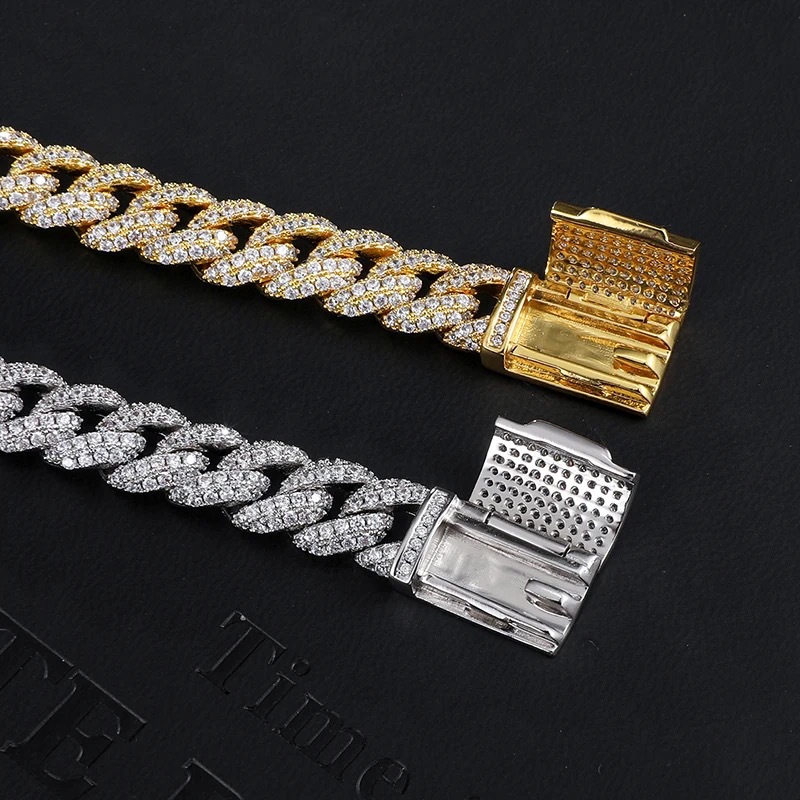 Bling Diamond Cuban Link Iced Out Vvs Cuban Bracelet Moissanite Chain Hip Hop Men Jewelry Necklace