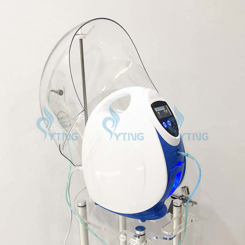 2 em 1 Oxigênio Terapia facial Máquina hidratante Cuidado facial Anti envelhecimento Spray de água de cúpula de oxigênio